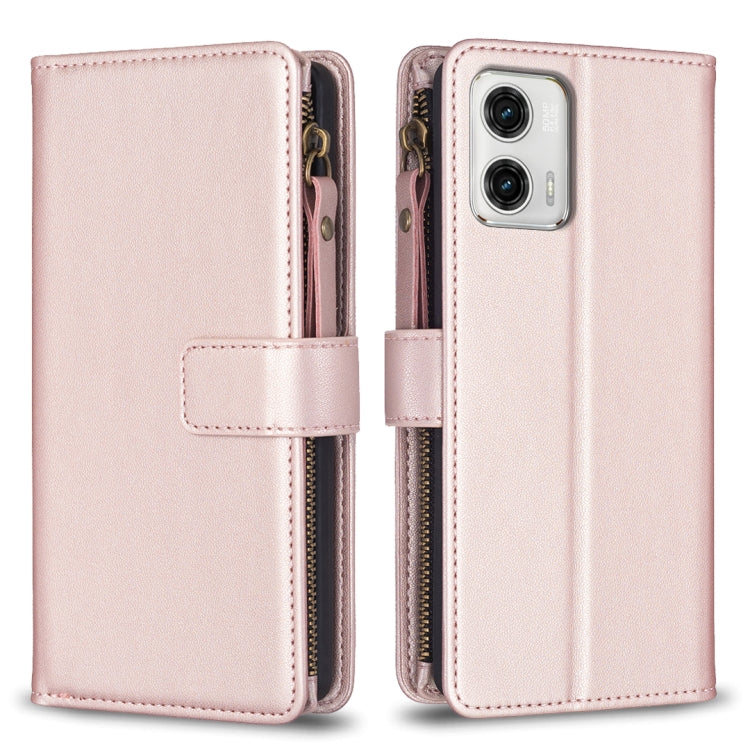 Custodia per telefono a conchiglia in pelle con portafoglio con cerniera a 9 slot per schede, For Motorola Moto G73 5G