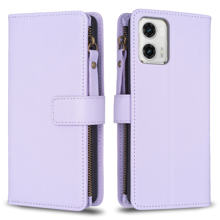 Custodia per telefono a conchiglia in pelle con portafoglio con cerniera a 9 slot per schede, For Motorola Moto G73 5G