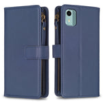 Custodia per telefono a conchiglia in pelle con portafoglio con cerniera a 9 slot per schede, For Nokia C22, For Nokia G42/G310, For Nokia C12, For Nokia G22