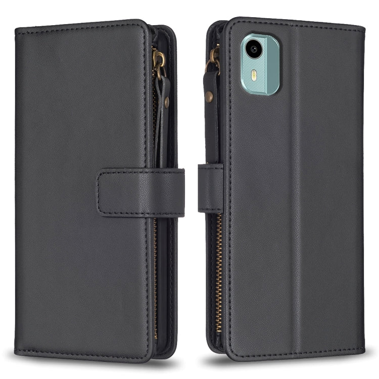 Custodia per telefono a conchiglia in pelle con portafoglio con cerniera a 9 slot per schede, For Nokia C22, For Nokia G42/G310, For Nokia C12, For Nokia G22