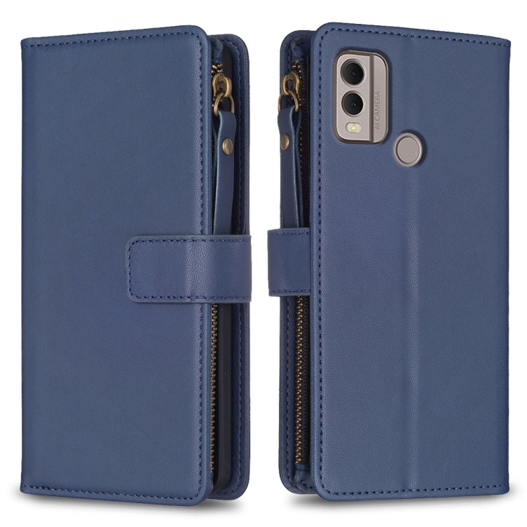 Custodia per telefono a conchiglia in pelle con portafoglio con cerniera a 9 slot per schede, For Nokia C22, For Nokia G42/G310, For Nokia C12, For Nokia G22