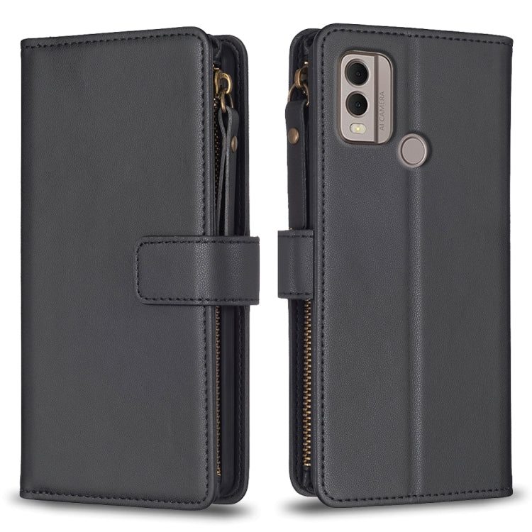 Custodia per telefono a conchiglia in pelle con portafoglio con cerniera a 9 slot per schede, For Nokia C22, For Nokia G42/G310, For Nokia C12, For Nokia G22