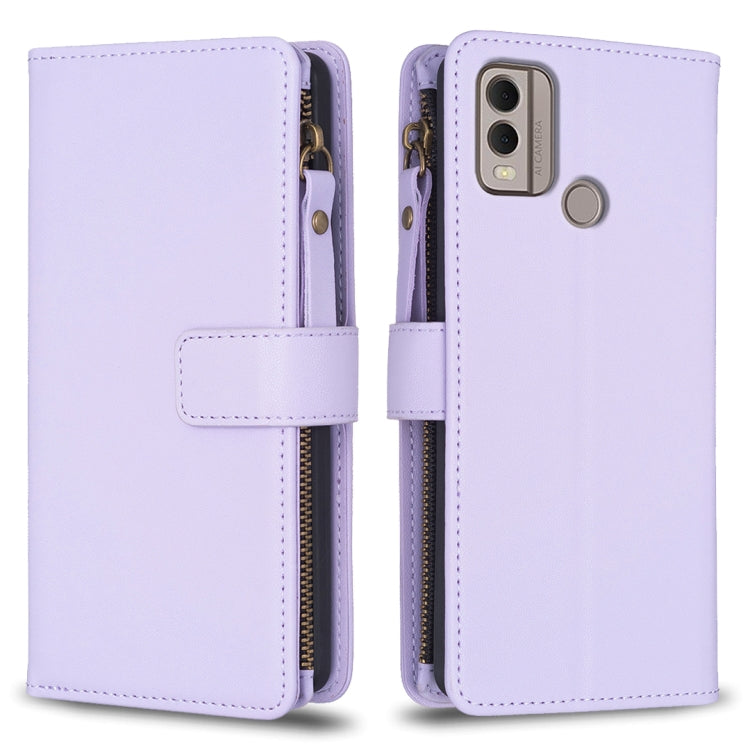 Custodia per telefono a conchiglia in pelle con portafoglio con cerniera a 9 slot per schede, For Nokia C22, For Nokia G42/G310, For Nokia C12, For Nokia G22