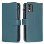 Custodia per telefono a conchiglia in pelle con portafoglio con cerniera a 9 slot per schede, For Nokia C32, For Nokia G21 / G11, For Nokia C02