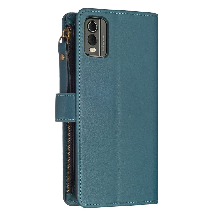 Custodia per telefono a conchiglia in pelle con portafoglio con cerniera a 9 slot per schede, For Nokia C32, For Nokia G21 / G11, For Nokia C02