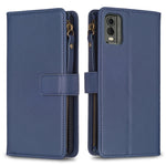 Custodia per telefono a conchiglia in pelle con portafoglio con cerniera a 9 slot per schede, For Nokia C32, For Nokia G21 / G11, For Nokia C02