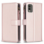Custodia per telefono a conchiglia in pelle con portafoglio con cerniera a 9 slot per schede, For Nokia C32, For Nokia G21 / G11, For Nokia C02