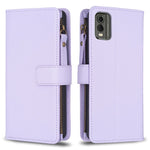 Custodia per telefono a conchiglia in pelle con portafoglio con cerniera a 9 slot per schede, For Nokia C32, For Nokia G21 / G11, For Nokia C02