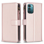 Custodia per telefono a conchiglia in pelle con portafoglio con cerniera a 9 slot per schede, For Nokia C32, For Nokia G21 / G11, For Nokia C02