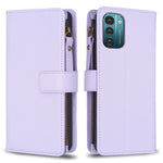 Custodia per telefono a conchiglia in pelle con portafoglio con cerniera a 9 slot per schede, For Nokia C32, For Nokia G21 / G11, For Nokia C02