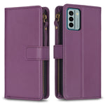 Custodia per telefono a conchiglia in pelle con portafoglio con cerniera a 9 slot per schede, For Nokia C22, For Nokia G42/G310, For Nokia C12, For Nokia G22