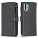 Custodia per telefono a conchiglia in pelle con portafoglio con cerniera a 9 slot per schede, For Nokia C22, For Nokia G42/G310, For Nokia C12, For Nokia G22