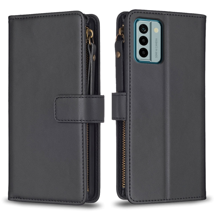 Custodia per telefono a conchiglia in pelle con portafoglio con cerniera a 9 slot per schede, For Nokia C22, For Nokia G42/G310, For Nokia C12, For Nokia G22