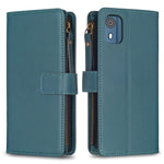 Custodia per telefono a conchiglia in pelle con portafoglio con cerniera a 9 slot per schede, For Nokia C32, For Nokia G21 / G11, For Nokia C02