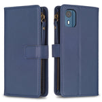 Custodia per telefono a conchiglia in pelle con portafoglio con cerniera a 9 slot per schede, For Nokia C32, For Nokia G21 / G11, For Nokia C02