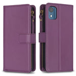 Custodia per telefono a conchiglia in pelle con portafoglio con cerniera a 9 slot per schede, For Nokia C32, For Nokia G21 / G11, For Nokia C02