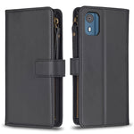 Custodia per telefono a conchiglia in pelle con portafoglio con cerniera a 9 slot per schede, For Nokia C32, For Nokia G21 / G11, For Nokia C02