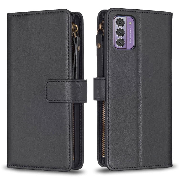 Custodia per telefono a conchiglia in pelle con portafoglio con cerniera a 9 slot per schede, For Nokia C22, For Nokia G42/G310, For Nokia C12, For Nokia G22