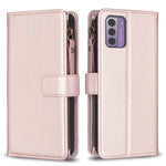 Custodia per telefono a conchiglia in pelle con portafoglio con cerniera a 9 slot per schede, For Nokia C22, For Nokia G42/G310, For Nokia C12, For Nokia G22