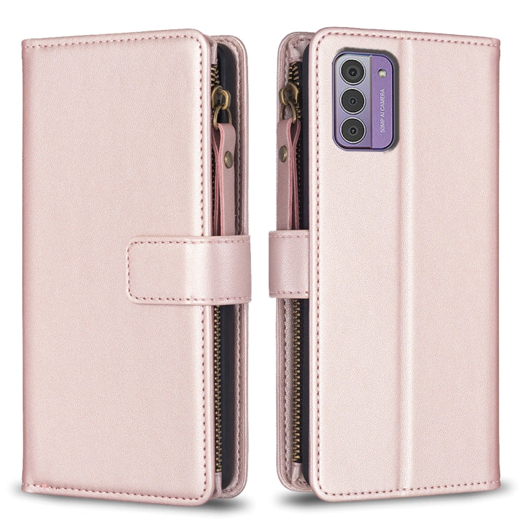 Custodia per telefono a conchiglia in pelle con portafoglio con cerniera a 9 slot per schede, For Nokia C22, For Nokia G42/G310, For Nokia C12, For Nokia G22