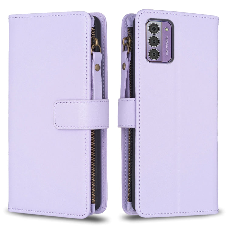 Custodia per telefono a conchiglia in pelle con portafoglio con cerniera a 9 slot per schede, For Nokia C22, For Nokia G42/G310, For Nokia C12, For Nokia G22