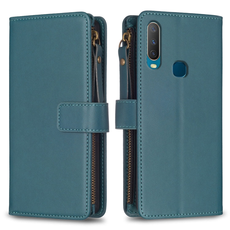 Custodia per telefono a conchiglia in pelle con portafoglio con cerniera a 9 slot per schede, For vivo Y11 / Y15 / Y12 / Y17, For vivo Y78 5G, For vivo Y35 4G / Y22s, For vivo Y21 / Y21s / Y33s