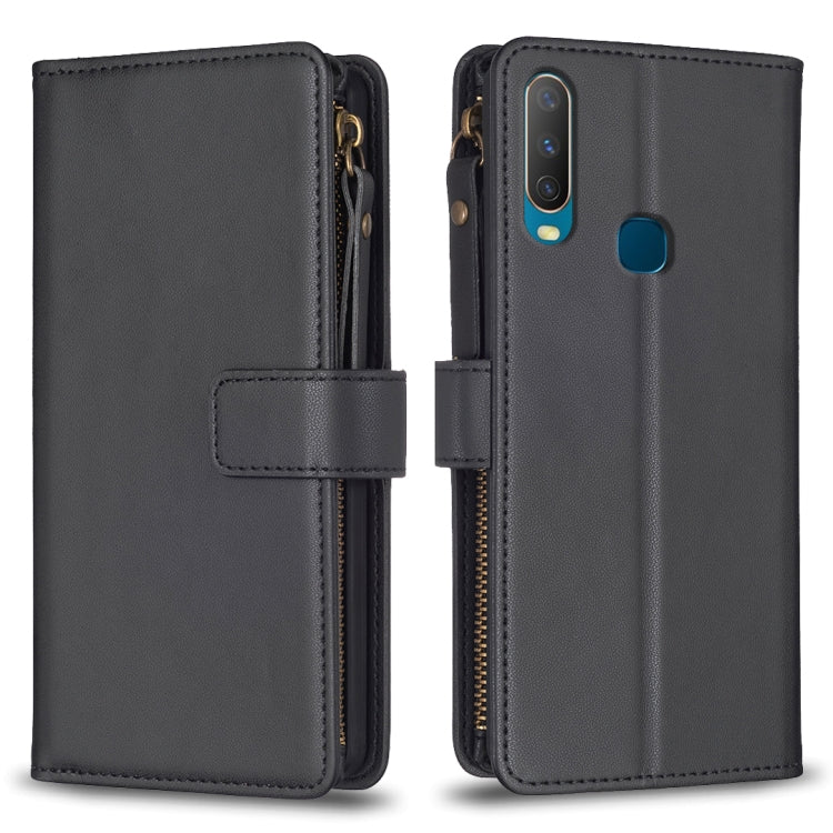 Custodia per telefono a conchiglia in pelle con portafoglio con cerniera a 9 slot per schede, For vivo Y11 / Y15 / Y12 / Y17, For vivo Y78 5G, For vivo Y35 4G / Y22s, For vivo Y21 / Y21s / Y33s