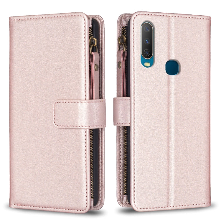 Custodia per telefono a conchiglia in pelle con portafoglio con cerniera a 9 slot per schede, For vivo Y11 / Y15 / Y12 / Y17, For vivo Y78 5G, For vivo Y35 4G / Y22s, For vivo Y21 / Y21s / Y33s