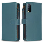 Custodia per telefono a conchiglia in pelle con portafoglio con cerniera a 9 slot per schede, For vivo Y20, For vivo Y27 4G