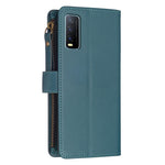 Custodia per telefono a conchiglia in pelle con portafoglio con cerniera a 9 slot per schede, For vivo Y20, For vivo Y27 4G