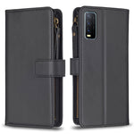 Custodia per telefono a conchiglia in pelle con portafoglio con cerniera a 9 slot per schede, For vivo Y20, For vivo Y27 4G