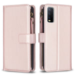 Custodia per telefono a conchiglia in pelle con portafoglio con cerniera a 9 slot per schede, For vivo Y20, For vivo Y27 4G