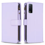 Custodia per telefono a conchiglia in pelle con portafoglio con cerniera a 9 slot per schede, For vivo Y20, For vivo Y27 4G