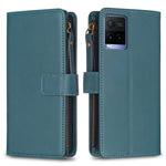 Custodia per telefono a conchiglia in pelle con portafoglio con cerniera a 9 slot per schede, For vivo Y11 / Y15 / Y12 / Y17, For vivo Y78 5G, For vivo Y35 4G / Y22s, For vivo Y21 / Y21s / Y33s