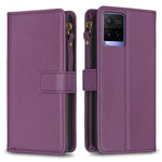 Custodia per telefono a conchiglia in pelle con portafoglio con cerniera a 9 slot per schede, For vivo Y11 / Y15 / Y12 / Y17, For vivo Y78 5G, For vivo Y35 4G / Y22s, For vivo Y21 / Y21s / Y33s