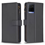 Custodia per telefono a conchiglia in pelle con portafoglio con cerniera a 9 slot per schede, For vivo Y11 / Y15 / Y12 / Y17, For vivo Y78 5G, For vivo Y35 4G / Y22s, For vivo Y21 / Y21s / Y33s
