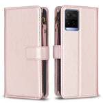 Custodia per telefono a conchiglia in pelle con portafoglio con cerniera a 9 slot per schede, For vivo Y11 / Y15 / Y12 / Y17, For vivo Y78 5G, For vivo Y35 4G / Y22s, For vivo Y21 / Y21s / Y33s