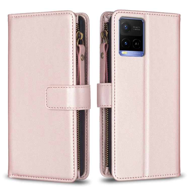 Custodia per telefono a conchiglia in pelle con portafoglio con cerniera a 9 slot per schede, For vivo Y11 / Y15 / Y12 / Y17, For vivo Y78 5G, For vivo Y35 4G / Y22s, For vivo Y21 / Y21s / Y33s