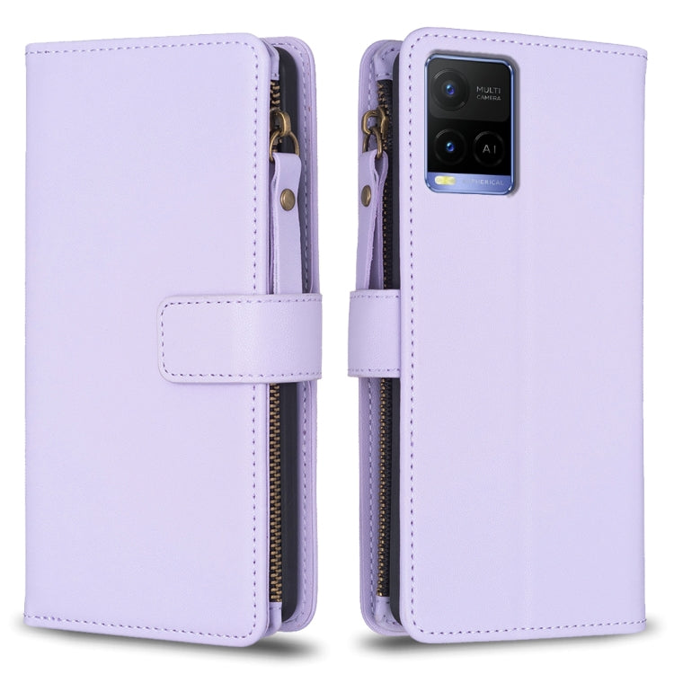 Custodia per telefono a conchiglia in pelle con portafoglio con cerniera a 9 slot per schede, For vivo Y11 / Y15 / Y12 / Y17, For vivo Y78 5G, For vivo Y35 4G / Y22s, For vivo Y21 / Y21s / Y33s