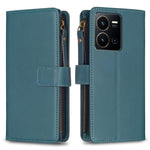 Custodia per telefono a conchiglia in pelle con portafoglio con cerniera a 9 slot per schede, For vivo Y11 / Y15 / Y12 / Y17, For vivo Y78 5G, For vivo Y35 4G / Y22s, For vivo Y21 / Y21s / Y33s
