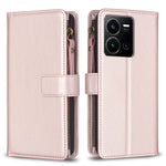 Custodia per telefono a conchiglia in pelle con portafoglio con cerniera a 9 slot per schede, For vivo Y11 / Y15 / Y12 / Y17, For vivo Y78 5G, For vivo Y35 4G / Y22s, For vivo Y21 / Y21s / Y33s