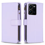 Custodia per telefono a conchiglia in pelle con portafoglio con cerniera a 9 slot per schede, For vivo Y11 / Y15 / Y12 / Y17, For vivo Y78 5G, For vivo Y35 4G / Y22s, For vivo Y21 / Y21s / Y33s