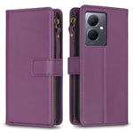 Custodia per telefono a conchiglia in pelle con portafoglio con cerniera a 9 slot per schede, For vivo Y11 / Y15 / Y12 / Y17, For vivo Y78 5G, For vivo Y35 4G / Y22s, For vivo Y21 / Y21s / Y33s
