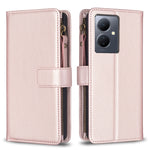 Custodia per telefono a conchiglia in pelle con portafoglio con cerniera a 9 slot per schede, For vivo Y11 / Y15 / Y12 / Y17, For vivo Y78 5G, For vivo Y35 4G / Y22s, For vivo Y21 / Y21s / Y33s