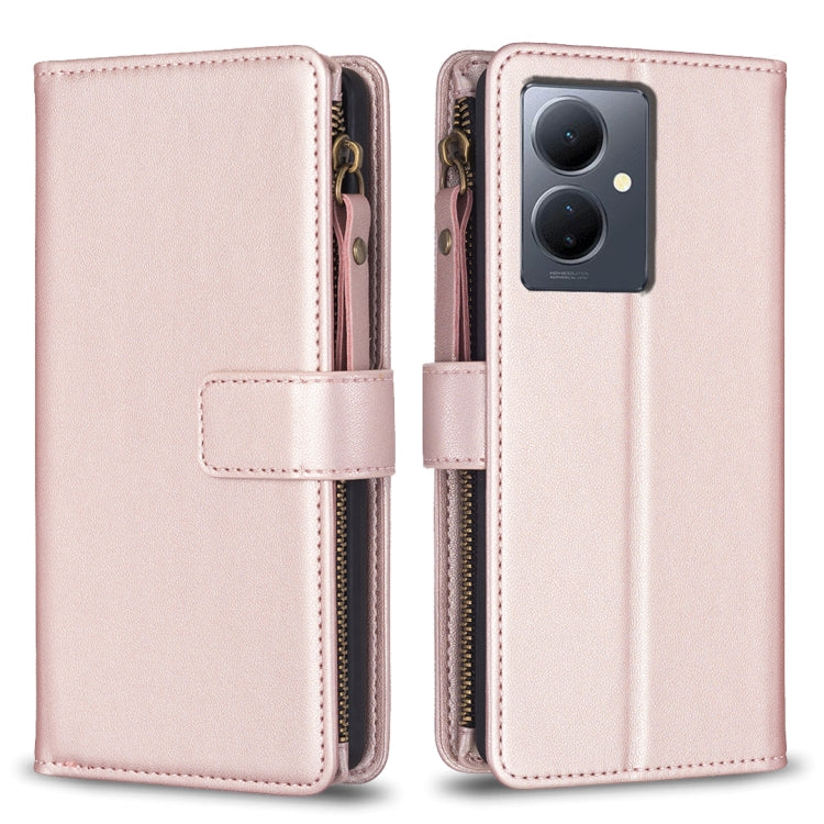 Custodia per telefono a conchiglia in pelle con portafoglio con cerniera a 9 slot per schede, For vivo Y11 / Y15 / Y12 / Y17, For vivo Y78 5G, For vivo Y35 4G / Y22s, For vivo Y21 / Y21s / Y33s