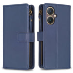 Custodia per telefono a conchiglia in pelle con portafoglio con cerniera a 9 slot per schede, For vivo Y20, For vivo Y27 4G