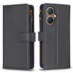 Custodia per telefono a conchiglia in pelle con portafoglio con cerniera a 9 slot per schede, For vivo Y20, For vivo Y27 4G