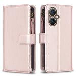Custodia per telefono a conchiglia in pelle con portafoglio con cerniera a 9 slot per schede, For vivo Y20, For vivo Y27 4G