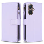 Custodia per telefono a conchiglia in pelle con portafoglio con cerniera a 9 slot per schede, For vivo Y20, For vivo Y27 4G