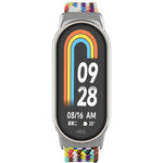 Testa in metallo + cinturino regolabile con fibbia in acciaio intrecciato in nylon, For Xiaomi Mi Band 8